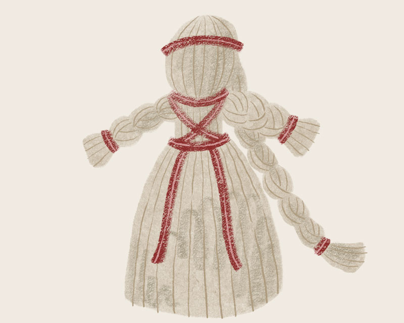 A knitted motanka doll.
